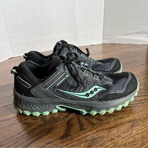 Saucony Excursion Running Trail TR13 7 Wide Black Gray Mint Green VersaFoam GUC